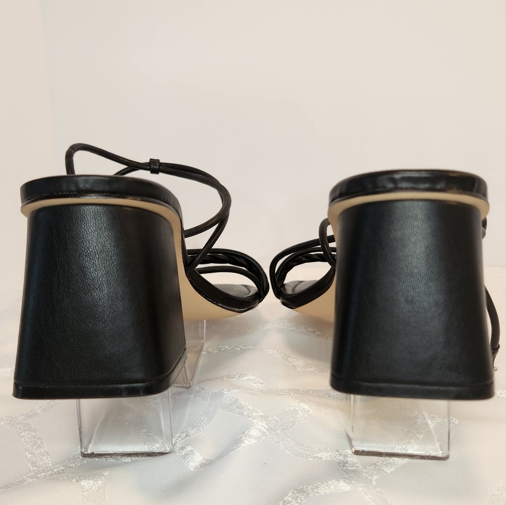 Marc Fisher Meggiane Comfort Black Strappy Square Toe Block Heel Sandal Size 11 - Picture 3 of 6